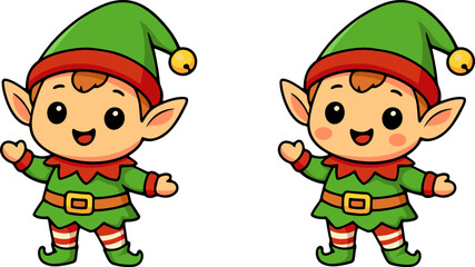 Cheerful christmas elf preparing gifts festive workshop cute cartoon art whimsical environment playful viewpoint holiday spirit