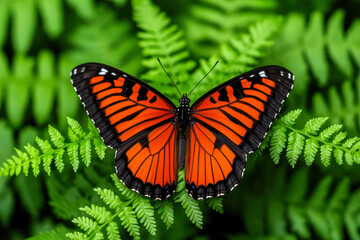 Naklejka premium environmental conservation with forest preservation and nature reserves. Butterfly landing on native plant in biodiversity-rich forest sanctuary