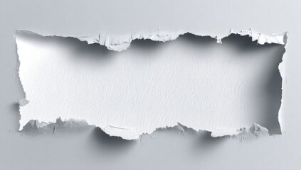Ripped paper hole on light gray background