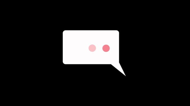 Message dod icon With message box icon animated black on a background.