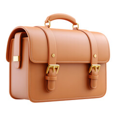 Brown Leather Briefcase with Gold Buckles and Handle satchel