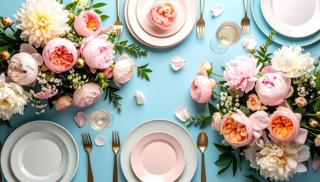 Elegant floral table setting - Powered by Adobe