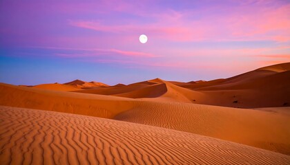 Desert sunset with full moon