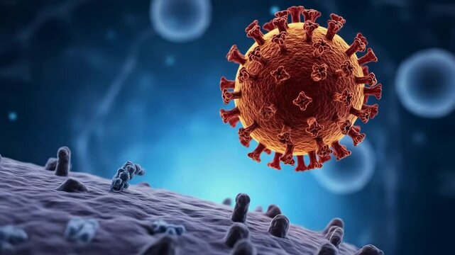 Floating Coronavirus Cell Close Up: 3D Animation Stock Footage