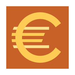 Obraz premium Yellow Euro Currency Symbol on Brown Square Background money finance