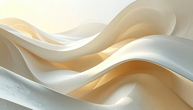 Soft, flowing abstract shapes create a serene composition with smooth, curving lines in a warm, muted color palette. - Powered by Adobe