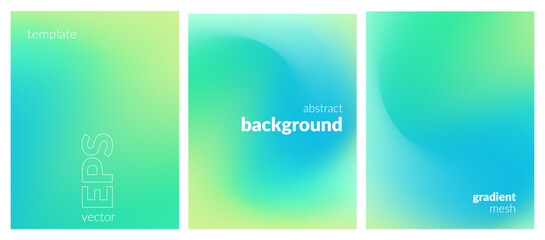 Abstract liquid background set. Gradient mesh. Effect bright color blend. Blurred fluid colorful mix. Modern design template for web covers, ad banners, posters, brochures, flyers. Vector image EPS