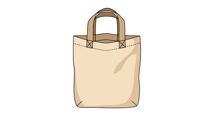 Isolated illustration of a tan tote bag on a clean white background, rendered in a flat, minimalist style with neutral tones.