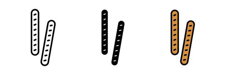 Pretzel sticks icon vector icon set in stroke, filled and colored concept for web design.