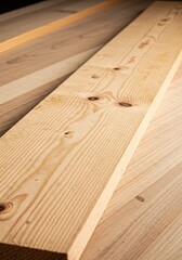 A plain, unfinished wooden plank lies ready for various home improvement projects or decorative uses, showcasing natural grain and texture ,pine ,everyday ,background