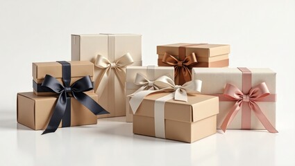 Assorted Gift Boxes With Satin Ribbons present surprise
