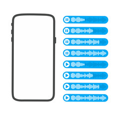 smartphone with multiple audio message bars.