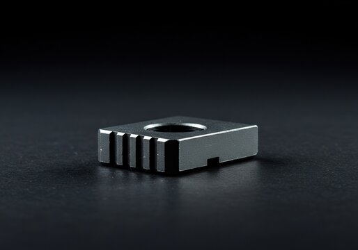 A singular, abstract, manufactured component, representing a basic unit of production or a simple mechanical part. Clean lines and modern design ,future ,mechanical ,operation