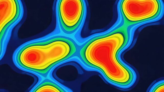 Abstract Thermal Imaging Animation of Organic Shapes: Shifting Colors and Dynamic Heat Map Visualization Loop