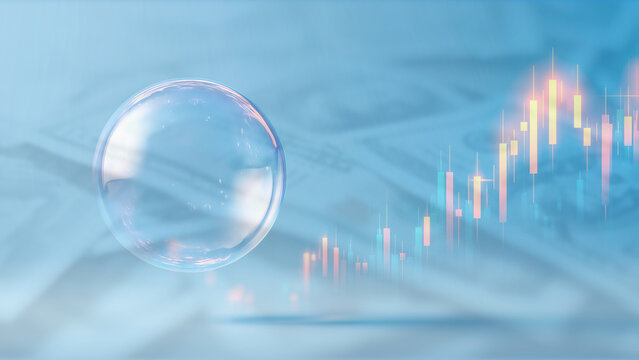Symbolic Composition of Financial Bubble and Rising Chart - Powered by Adobe