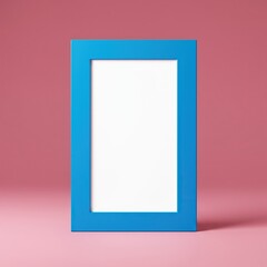 A vibrant blue frame, rectangular and minimalist, standing upright with an empty center. Perfect for showcasing images, text, or graphic elements ,digital ,minimalist ,bright