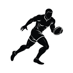 Fototapeta premium Rugby Athlete Silhouette Sprinting With Ball vector