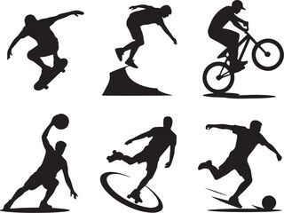 Fototapeta premium Dynamic sports silhouette set for action lifestyle
