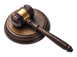 Classic wooden judge's gavel and matching sound block, used in legal and auction settings