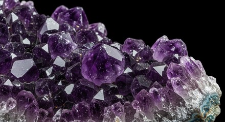 Fototapeta premium Captivating deep purple amethyst crystal formation showcases natural elegance and vibrant mineral beauty, perfect for geology or luxury themes ,precious stone ,semiprecious ,nature