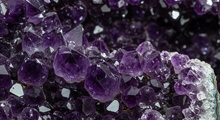 Fototapeta premium Captivating deep purple amethyst crystal formation showcases natural elegance and vibrant mineral beauty, perfect for geology or luxury themes ,elegant ,deep purple ,stunning