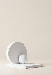 Clean, crisp composition featuring a solitary white geometric form against a light backdrop, emphasizing simplicity and negative space ,concept ,serene ,tranquil