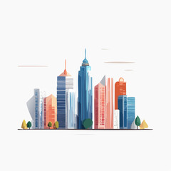 Obraz premium Modern City Skyline Illustration – Colorful Urban Architecture Vector