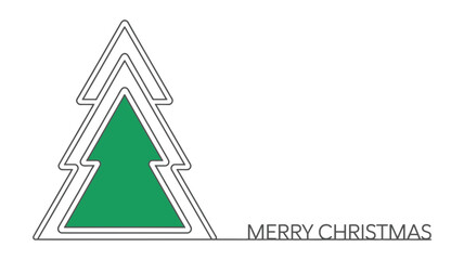 Obraz premium Minimalist christmas tree with merry christmas text on white background