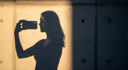 Silhouette of a Woman Taking a Photo with Her Smartphone.
