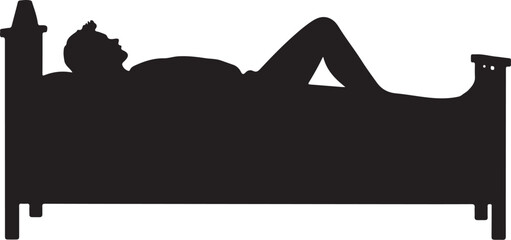 Silhouette of person lying on a bed sleeping