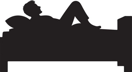 Silhouette of person lying on bed with pillow lying down