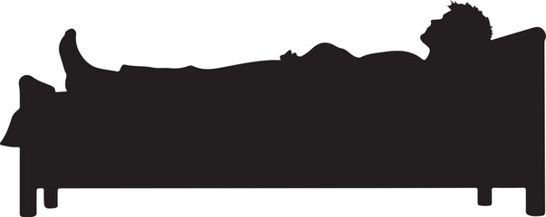 Silhouette of person sleeping in bed with one leg raised