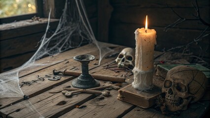 candles on a wooden table