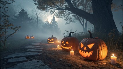 halloween background with pumpkins