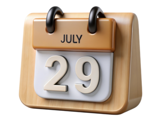 3D Render July 29 Calendar Icon Indicating Specific Date Event Appointment Reminder Scheduler Symbol