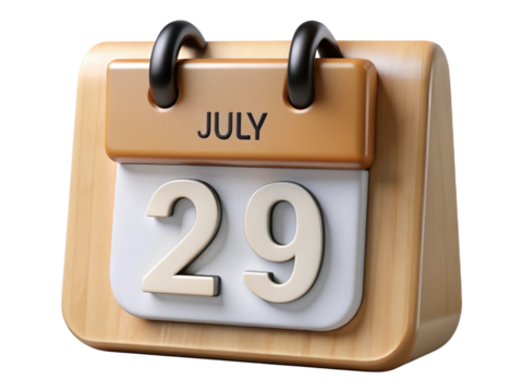3D Render July 29 Calendar Icon Indicating Specific Date Event Appointment Reminder Scheduler Symbol