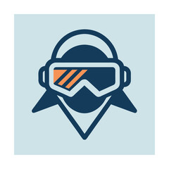 Obraz premium Ski Goggles and Bandana Icon Vector Illustration minimalist blue