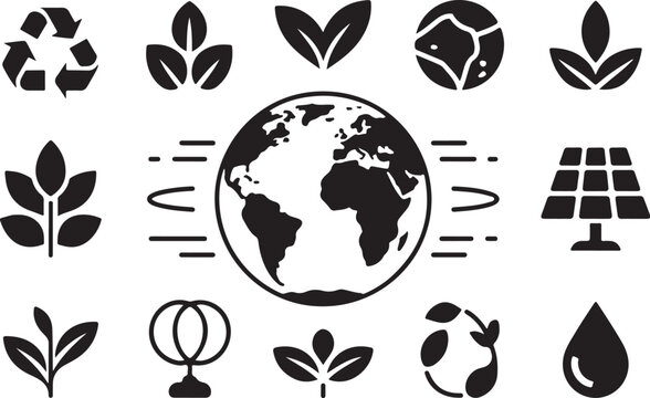 Go green icons for environmental awareness designs - Powered by Adobe