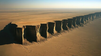 Aerial view of a large canyon eroded across the earth's surface