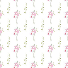 Seamless pattern, floral minimalist background with watercolor flowers. Repeat fabric wallpaper print texture. Perfectly for wrapped paper, backdrop.