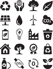 Sustainable eco icons for green living and planet care