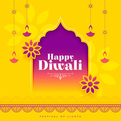 Obraz na płótnie Canvas happy diwali wishes yellow background for festive celebration vector Obraz na płótnie Canvas happy diwali wishes yellow background for festive celebration vector