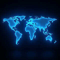 Glowing world map blue design