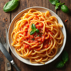 Spaghetti with tomato sauce dish