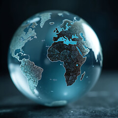 Glass globe world earth map