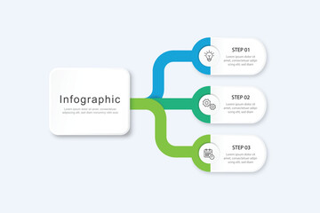 Modern business process infographic with 3 step and color flow design. for business presentation, process diagram, workflow, timeline, or marketing strategy visualization.