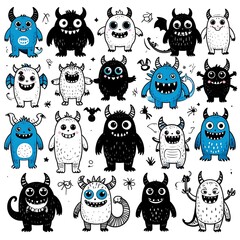 Cute monsters in various poses