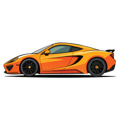 A vibrant orange sports car illustration with sleek design and dark wheels