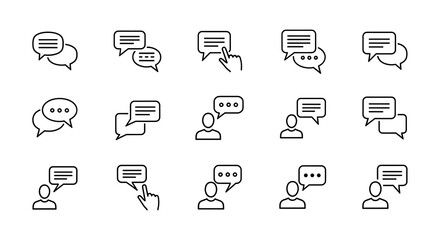 Communication Icons - Dialogue, Speech Bubbles, and Interaction Symbols.