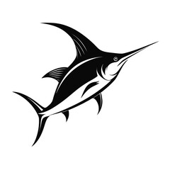 Elegant black and white illustration of a majestic sailfish in motion